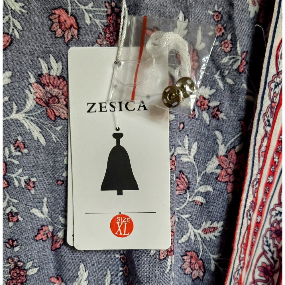 Zesica Floral Wrap Maxi Boho Dress Flowy Flutter Sleeves Lightweight Size XL - Picture 6 of 8